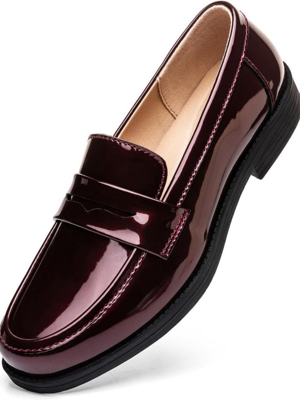 Lightweight Leather Penny Loafers - Comfortable Slip-On Flats for Office